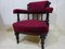 Victorian Ebonised Tub Chair in Plum Velvet 1