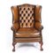 Antique Chippendale Leather Wingback Armchairs, 1920s, Set of 2, Image 3