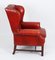 20th Century Red Leather Button Backed Wingback Armchairs, Set of 2 12