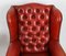 20th Century Red Leather Button Backed Wingback Armchairs, Set of 2 5