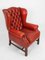 20th Century Red Leather Button Backed Wingback Armchairs, Set of 2, Image 3