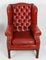 20th Century Red Leather Button Backed Wingback Armchairs, Set of 2 2