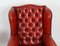 20th Century Red Leather Button Backed Wingback Armchairs, Set of 2 11