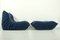 Togo Armchair & Ottoman in Blue Mohair from Ligne Roset, 1970s, Set of 2 2