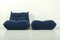 Togo Armchair & Ottoman in Blue Mohair from Ligne Roset, 1970s, Set of 2 10