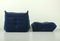 Togo Armchair & Ottoman in Blue Mohair from Ligne Roset, 1970s, Set of 2 8