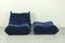 Fauteuil et Ottomane Togo en Mohair Bleu de Ligne Roset, 1970s, Set de 2 9