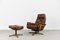 Vintage Mid-Century Scandinavian Modern Brown Leather Swivel Chair & Ottoman from Göte Möbler, 1960s, Set of 2, Image 1