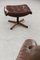 Vintage Mid-Century Scandinavian Modern Brown Leather Swivel Chair & Ottoman from Göte Möbler, 1960s, Set of 2 7