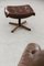 Vintage Mid-Century Scandinavian Modern Brown Leather Swivel Chair & Ottoman from Göte Möbler, 1960s, Set of 2, Image 7