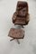Vintage Mid-Century Scandinavian Modern Brown Leather Swivel Chair & Ottoman from Göte Möbler, 1960s, Set of 2 11