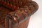 Sofá Chesterfield antiguo de cuero con botones, Imagen 7