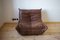 Dark Brown Leather Togo Lounge Chair, Pouf and 3-Seat Sofa by Michel Ducaroy for Ligne Roset, Set of 3 4