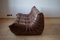 Dark Brown Leather Togo Lounge Chair, Pouf and 3-Seat Sofa by Michel Ducaroy for Ligne Roset, Set of 3 11