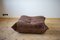 Vintage Dubai Brown Leather Togo Living Room Set by Michel Ducaroy for Ligne Roset, Set of 3 9