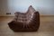 Vintage Dubai Brown Leather Togo Living Room Set by Michel Ducaroy for Ligne Roset, Set of 3 13