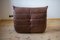 Vintage Dubai Brown Leather Togo Living Room Set by Michel Ducaroy for Ligne Roset, Set of 3 2