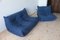 Blue Navy Microfiber Togo Sofa & Lounge Chair by Michel Ducaroy for Ligne Roset, 1970s, Set of 2 15