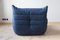 Blue Navy Microfiber Togo Sofa & Lounge Chair by Michel Ducaroy for Ligne Roset, 1970s, Set of 2 3