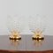 Italian Brass and Murano Glass Leaf Shaped Table Lamps Attributed to Novaresi, Set of 2 1