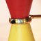 French Red & Yellow Diabolo Wall Lamp, 1950s 5