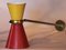 French Red & Yellow Diabolo Wall Lamp, 1950s 2