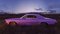 Paul Campbell, Pink 1970s American Classic Car in a Field It Sunset, Photographic Paper 1