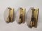 Golden Metal & Smoked Grey Glass Wall Lamp, 1990s, Set of 3 2