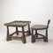 Mid-Century Wooden Chair & Table, 1950s, Set of 2 4