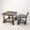 Mid-Century Wooden Chair & Table, 1950s, Set of 2, Image 28