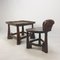 Mid-Century Wooden Chair & Table, 1950s, Set of 2 6