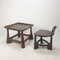 Mid-Century Wooden Chair & Table, 1950s, Set of 2 5