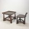 Mid-Century Wooden Chair & Table, 1950s, Set of 2, Image 5