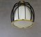 Italian White Opaline Glass Cage Ceiling Lamp, 1950s 5