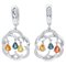 18 Karat White Gold Multicolor Sapphires Diamonds Dangle Earrings, Set of 2 1