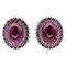 Boucles d'Oreilles en Or Blanc 14 Carats, Diamants, Tourmalines et Grenats, Set de 2 1