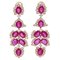 Boucles d'Oreilles en Or Rose 14 Carats, Rubis et Diamants, Set de 2 1