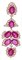 Boucles d'Oreilles en Or Rose 14 Carats, Rubis et Diamants, Set de 2 2