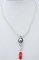 14 Carat White Gold, Coral and Diamonds Pendant Necklace 4