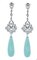 14 Carat White Gold, Turquoise, Diamonds and Pearls Dangle Earrings, Set of 2 3