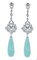 14 Carat White Gold, Turquoise, Diamonds and Pearls Dangle Earrings, Set of 2, Image 3