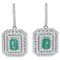 14 Carat White Gold, Emeralds and Diamonds Earrings, Set of 2 1