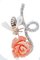 14 Carat Rose Gold, Coral, White Stones, White and Black Diamonds Platinum Earrings, Set of 2 2