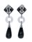 14 Carat White Gold, Onyx, Rock Crystal, Moonlight Stone and Diamonds Dangle Earrings, Set of 2 3