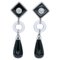 14 Carat White Gold, Onyx, Rock Crystal, Moonlight Stone and Diamonds Dangle Earrings, Set of 2 1