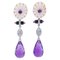 14 Carat Gold, Coral, Hydrothermal Amethysts, Rubies, Amethysts, Onyx and Diamonds Earrings, Set of 2, Image 1