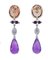 Boucles d'Oreilles en Or 14 Carats, Corail, Améthystes Hydrothermales, Rubis, Améthystes, Onyx et Diamants, Set de 2 3