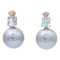 14 Carat Rose Gold, Aquamarine, Grey Pearls and Diamonds Earrings, Set of 2, Image 1