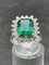 White Gold Ring with Green Cubic Zirconia 7