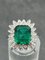 White Gold Ring with Green Cubic Zirconia 8